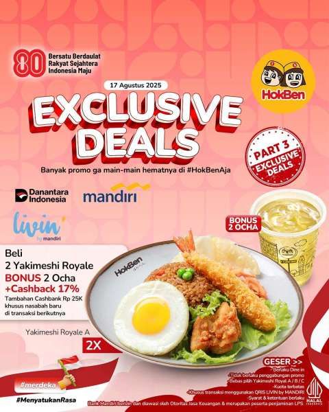 Promo HokBen dan Livin by Mandiri Spesial 17 Agustus 2025