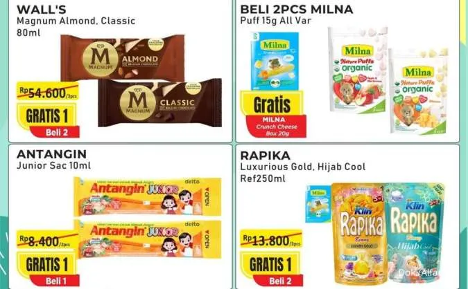 Promo Alfamart Serba Gratis 1-15 September 2025, Beli 2 Gratis 1 Magnum-WOW Spageti