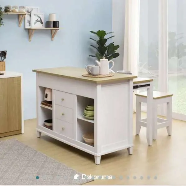 Heim Studio Kanou Dining Kitche Island + 2 stools