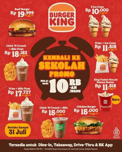 Promo Burger King Kembali ke Sekolah Juli 2025