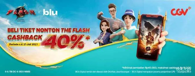 Promo CGV Nonton Film The Flash Bayar via Blu BCA Digital Dapat Cashback 40%
