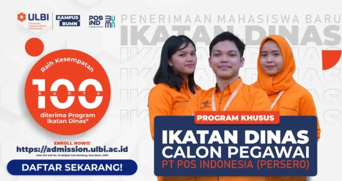 ULBI Buka Beasiswa Ikatan Dinas 2024/2025, Lulus Jadi Pegawai PT Pos Indonesia