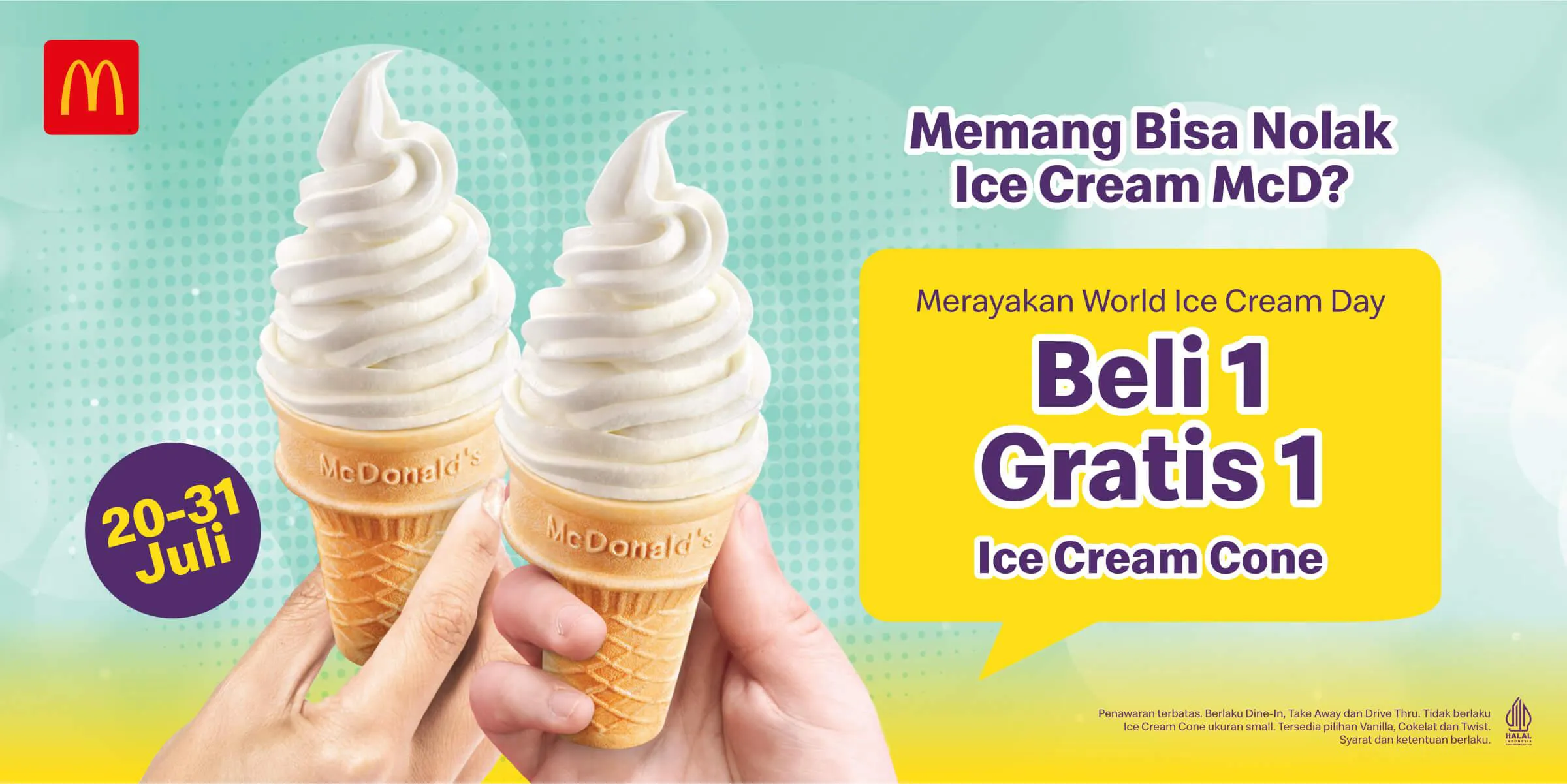 McD beli 1 gratis 1 ice cream cone