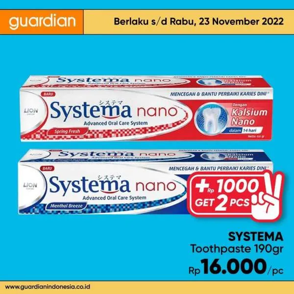 Promo Guardian +1000 Get 2 Pcs Periode 17-23 November 2022