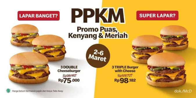 Promo PPKM McD 2-6 Maret 2022: 3 Cheeseburger