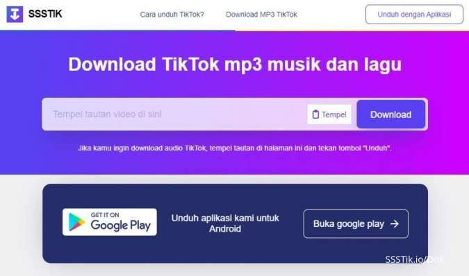 Website download video TikTok tanpa watermark SSSTik