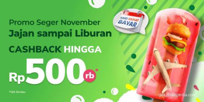 Promo Tokopedia 8-10 Nov 2022, Cashback Produk Travel & Entertainment Rp 500.000