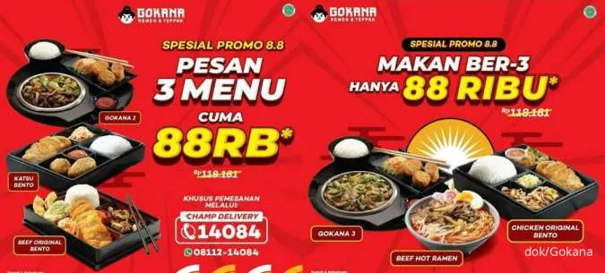 Promo 8.8 Gokana 8 Agustus 2023, Pesan 3 Menu Cuma Rp 88.000
