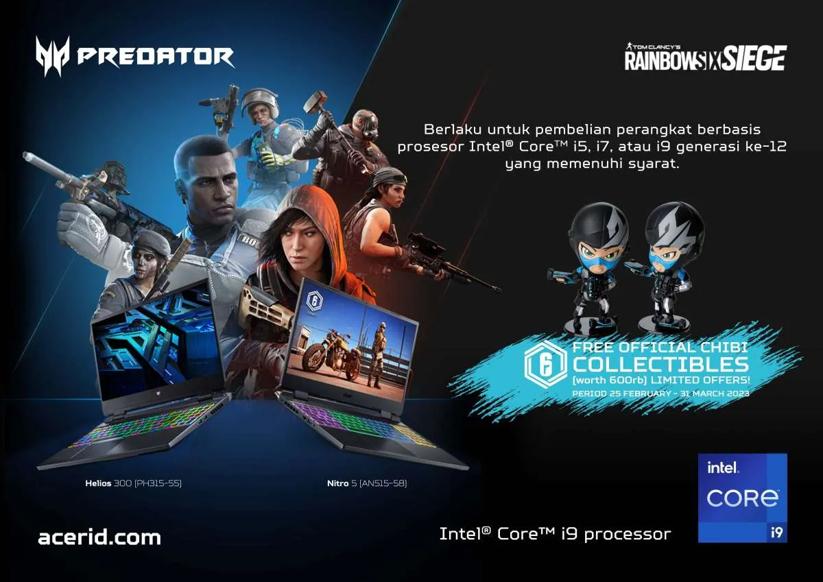 Beli Laptop Gaming Acer, Dapat Figure Twitch Rainbow Six Siege & Cashback Rp 2,7 juta