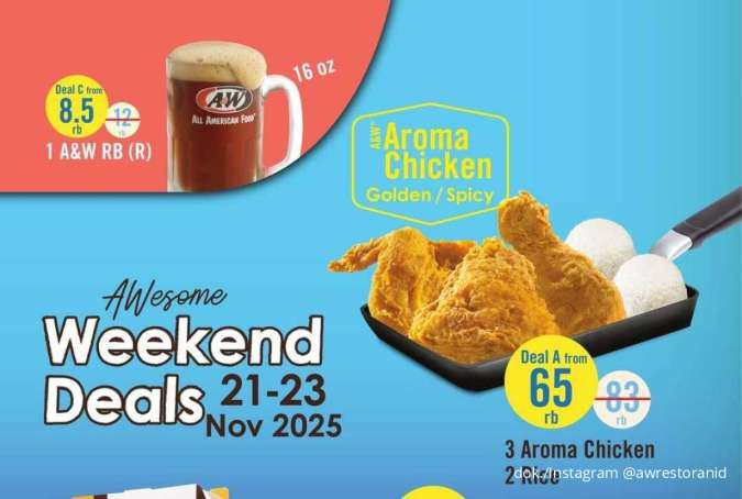 Promo A&W Weekend Deals Cuma 3 Hari, Aroma Chicken Hemat & Free Deluxe Burger