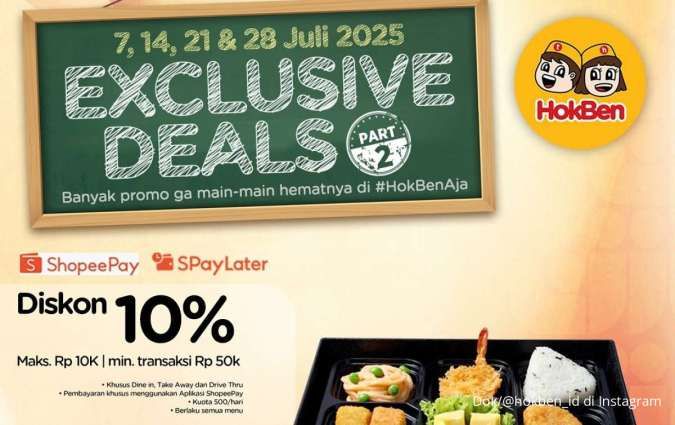 Promo HokBen dengan ShopeePay dan SPayLater, Diskon Mulai Hari Ini 7 Juli 2025