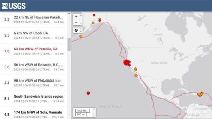 Gempa 7 SR di California, Peringatan Tsunami Berlaku dari Santa Cruz Hingga Oregon