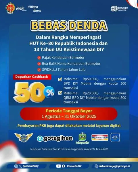 Promo Bayar Pajak Tanda Denda Agustus-Oktober