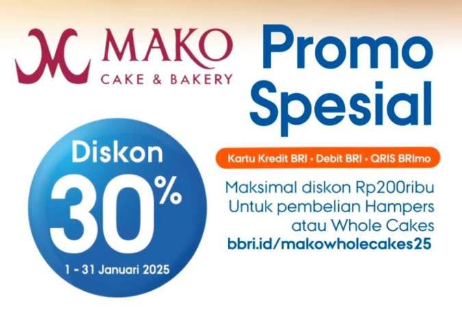 Promo Imlek 2025 Mako Bakery Diskon 30% Pakai BRI