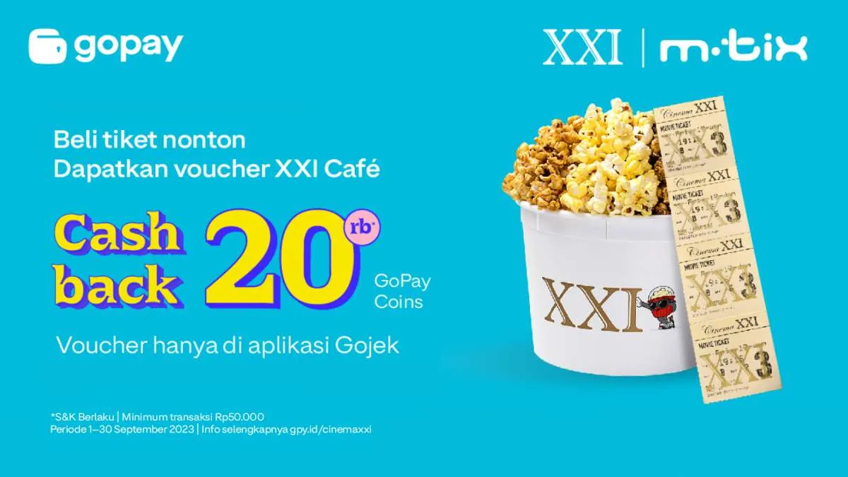 Promo Cinema XXI Mission 2023, Pesan Tiket Cinema XXI Dapat Voucher Cashback XXI Cafe