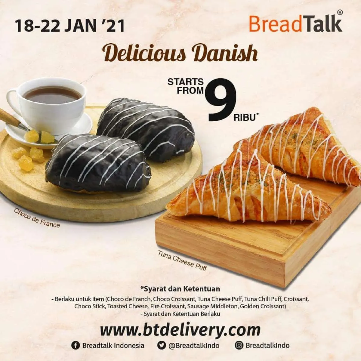 Harga murah delicious danish di promo BreadTalk 18-22 Januari 2021