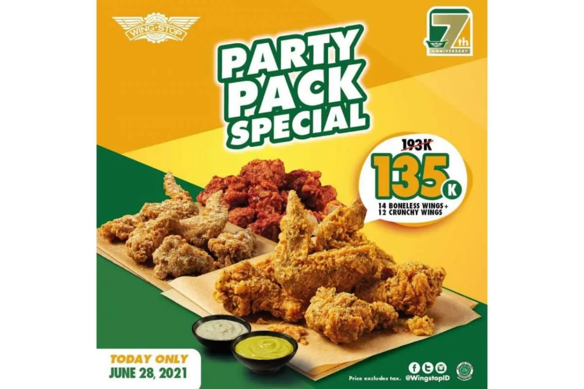 Promo GrabFood hari ini 28 Juni 2021, bayar Rp 135.000 dapat 26 wings dari Wingstop