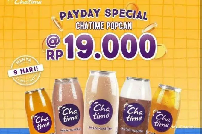 Promo Chatime Payday Beli Chatime Large dan Popcan Cuma Rp 19.000 sampai 2 Okt 2022