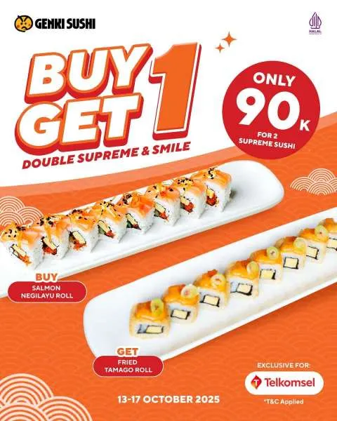 Promo Genki Sushi Buy 1 Get 1 Salmon Negilayu Roll