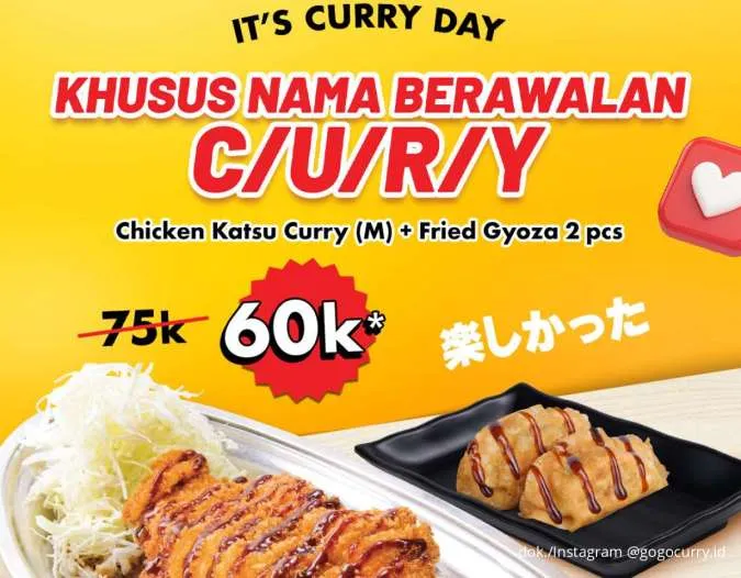 Promo Spesial Go!Go!Curry!: Nama Anda Berawalan C/U/R/Y? Hemat Makan Katsu + Gyoza