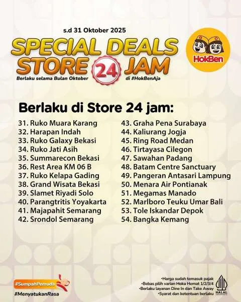 Promo HokBen Special Deals Oktober Store 24 Jam