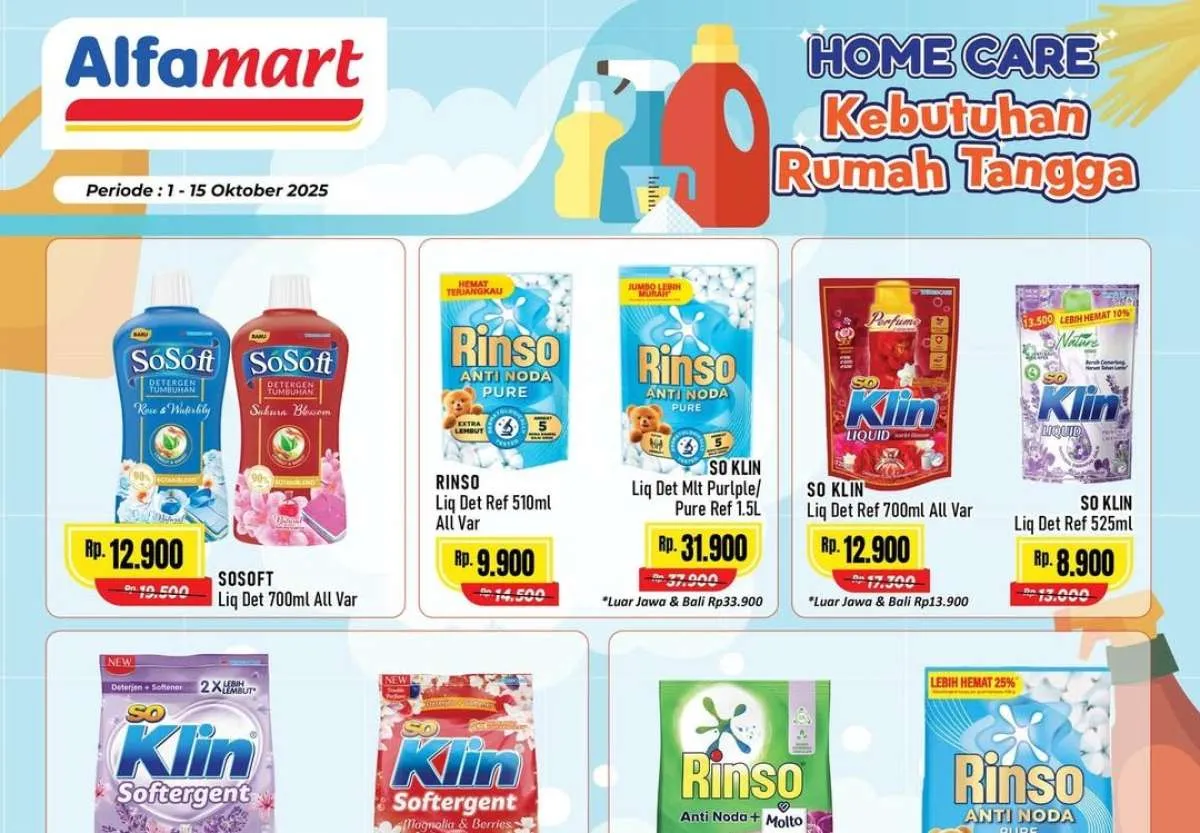 Promo Deterjen di Alfamart Terbaru 1-15 Oktober 2025, Harga Mulai Rp 8.900