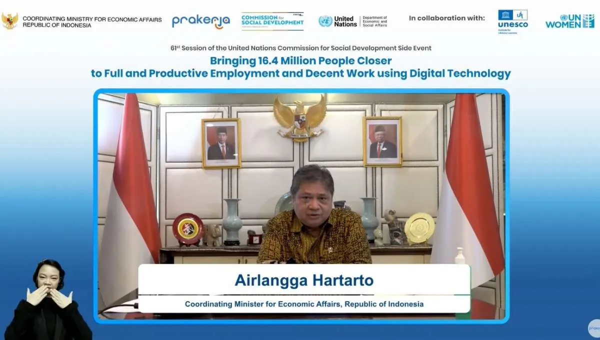 Menko Airlangga Sebut Kartu Prakerja di Sidang ke-61 Komisi Pembangunan Sosial PBB