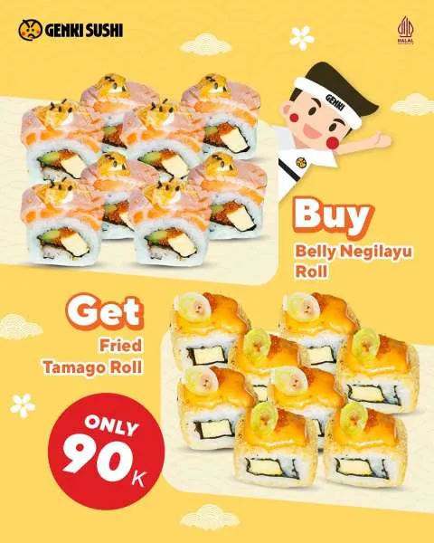 Promo Genki Sushi Belly Negilayu Roll + Fried Tamago Roll