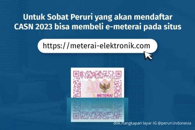 Link Pembelian e-Meterai dan Cara Memasangnya di Dokumen Syarat CPNS dan PPPK 2023