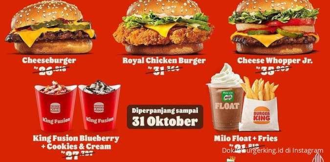 Promo Burger King Oktober Fest Diperpanjang, Makan Hemat Serba Rp 17.000-an Saja