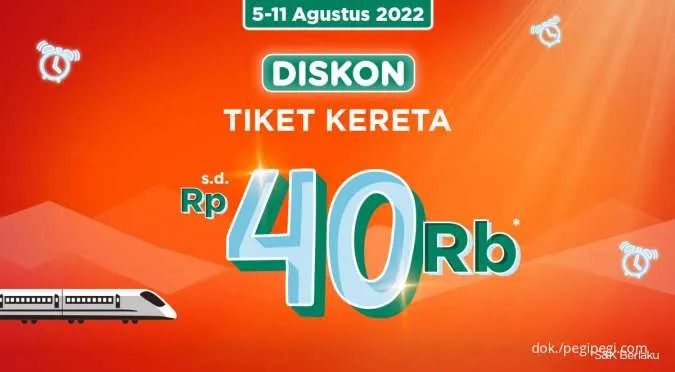Promo PegiPegi Time 8.8 Sampai 11 Agustus 2022, Diskon Tiket Kereta Hingga Rp 40.000