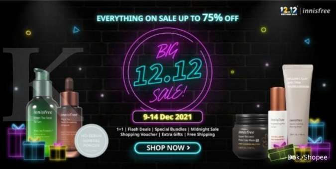 Promo Innisfree Big 12.12 Sale 9-14 Desember 2021, Makeup dan Skincare Diskon s/d 75%