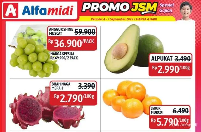 Promo JSM Alfamidi sampai 7 September 2025, Anggur Hijau Diskon Rp 23.000