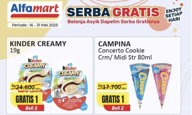 Promo Alfamart Serba Gratis 16-31 Mei 2025, Promina-Kinder Creamy Beli 2 Gratis 1