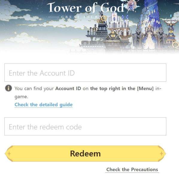 Website klaim redeem code Tower of God: Great Journey