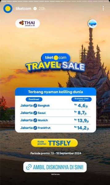 Tiket.com Travel Sale 13-18 September 2024