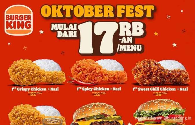 Promo Burger King Oktober Fest 2025, 11 Pilihan Menu Favorit Mulai Rp 17.000-an