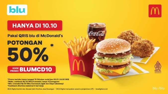 Jajan di McDonald's Pakai Blu by BCA Digital Bisa Dapat Cashback 50%, Cuma Besok Lo!