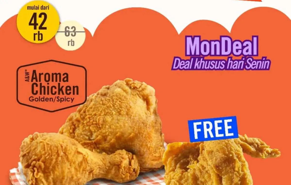 Promo A&W Tiap Senin September 2025, 2 Ayam dan Gratis Chicken Wing Mulai Rp 42.000