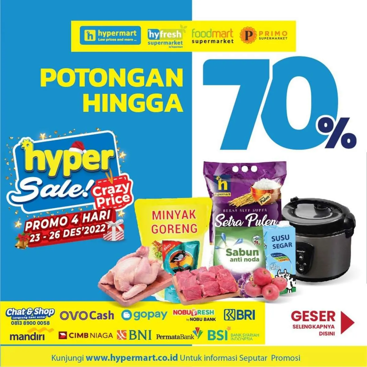 Promo Hypermart Hyper Sale, Nikmati Diskon sampai 70% Berlaku hingga 26 Desember 2022