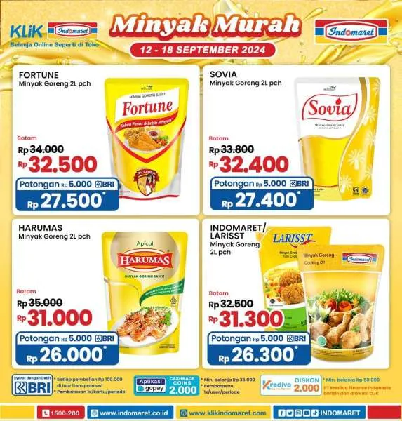 Promo Minyak Goreng Murah di Indomaret 12-19 September 2024