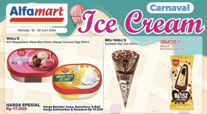 Promo Alfamart Carnaval Ice Cream sampai 30 Juni, Es Krim Cornetto Beli 1 Gratis 1