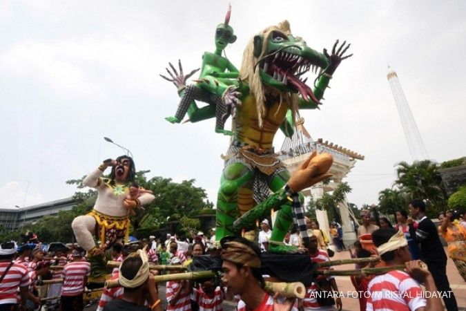 Ratusan umat Hindu di Jombang gelar pawai ogoh-ogoh
