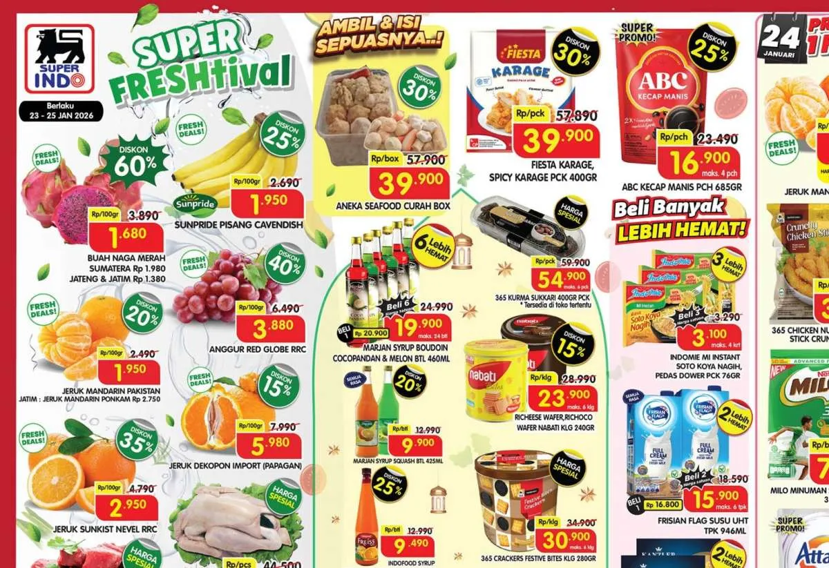 Katalog Promo JSM Superindo Diskon hingga 60% Periode 23-25 Januari 2026