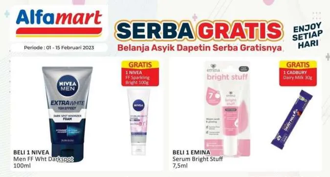 Promo Alfamart Serba Gratis 1-15 Februari 2023, Beragam Produk Beli 1 Gratis 1