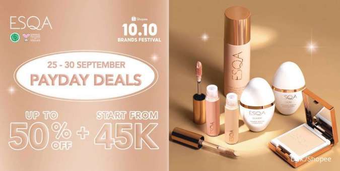 Promo Makeup ESQA Spesial Gajian Diskon s/d 50% Periode 25-30 September 2022