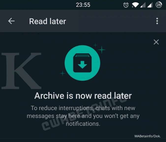 Read Later di WhatsApp Beta; Credit: WABetainfo