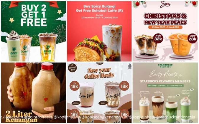 6 Promo Kopi Favorit Hari Ini 2 Januari 2026, Point Coffee hingga Starbucks Hemat