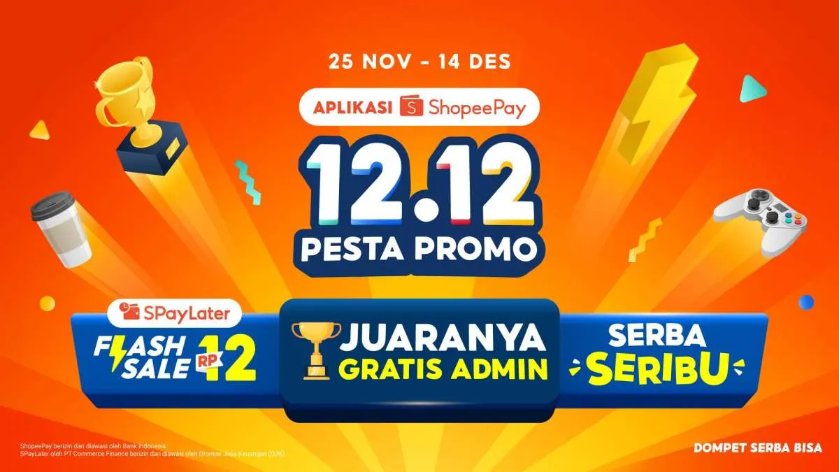 ShopeePay 12.12 Pesta Promo Berikan Gratis Admin dan SPayLater Flash Sale Rp12