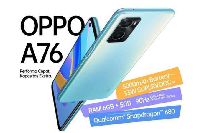 Spesifikasi dan Harga HP OPPO A76 di Indonesia, Didukung Snapdragon 680